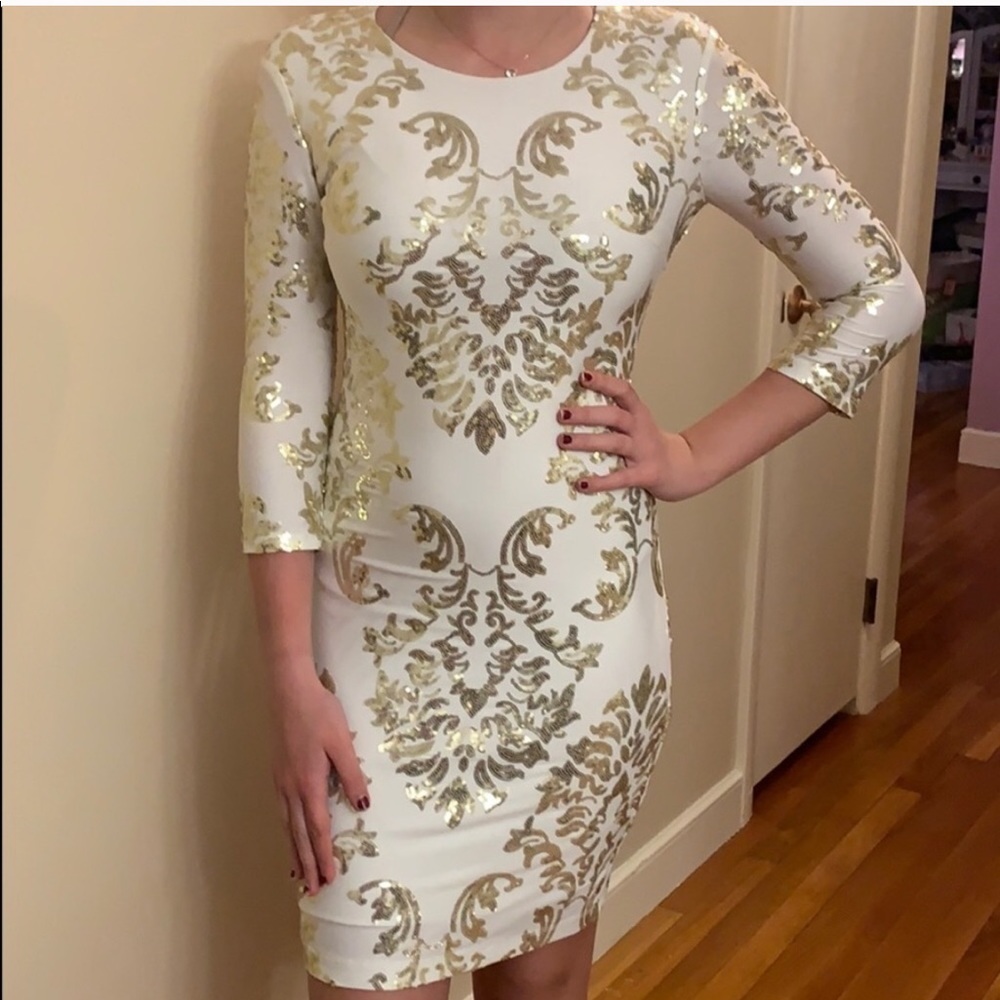 White and Gold Sequin Dress